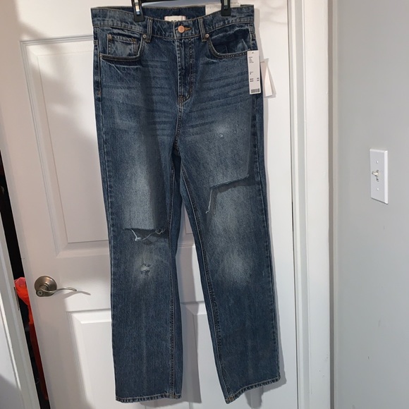 Urban Outfitters BDG Loose Straight Jeans Size 29 Blue Denim Ripped Distress - Picture 2 of 6